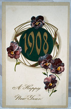 Antique Embossed Postcard 1908 New Years with Removeable Pocket Calendar Insert - £10.38 GBP