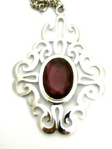 Sarah Coventry  Royal Flair 1970 Vintage Necklace Large Silver w Amethys... - $28.71