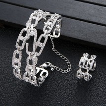 Luxury 2PCS Dubai Bangle Ring Set Fashion Jewelry For Women Wedding Engagement b - £44.77 GBP