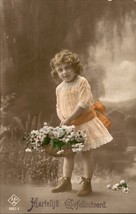 Girl, flowers, vintage, Art Deco postcard Gifts Tinted, 1920 Circa, Vintage - $4.95