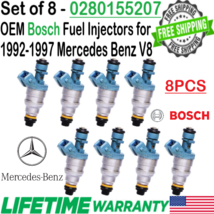 OEM Bosch 8Pcs Fuel Injectors for 1993 Mercedes-Benz 400SEL 4.2L V8 #0280155207 - £147.76 GBP