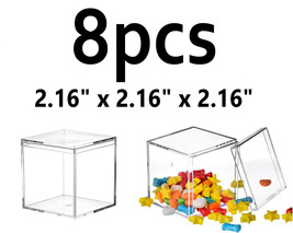8x Acrylic Box w/ Lid Small Clear Square Cube Plastic Storage 2.16&quot;x2.16... - $12.00