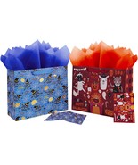 2Pack 12.6&quot; Large Happy Halloween Bags with Card and Tissue Paper Trick ... - $14.25