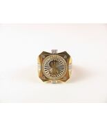 LARGE 925 STERLING SILVER stamped $ SIGN RING gold-colored with Stone Si... - $110.94 CAD