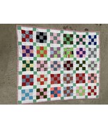 Vintage Authentic Double Knit handmade baby patchwork style quilt 32”x38” - £14.01 GBP