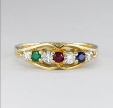 2.00 Ct Round Cut CZ Sapphire Multi Color Wedding Ring 14k Yellow Gold Finish - £69.32 GBP