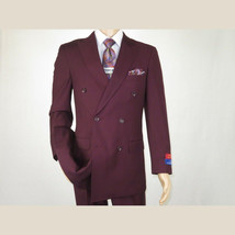 Men Apollo King Double Breasted Suit Classic Peak Lapel Pleated DM29 Burgundy image 4