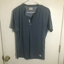 Selected Homme Heritage Split Neck Short Sleeve Cotton Shirt Men&#39;s SZ Large - $9.89