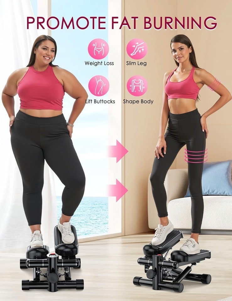 330LB Capacity Mini Exercise Stepper with Resistance Bands for Home Fitness Item image 4