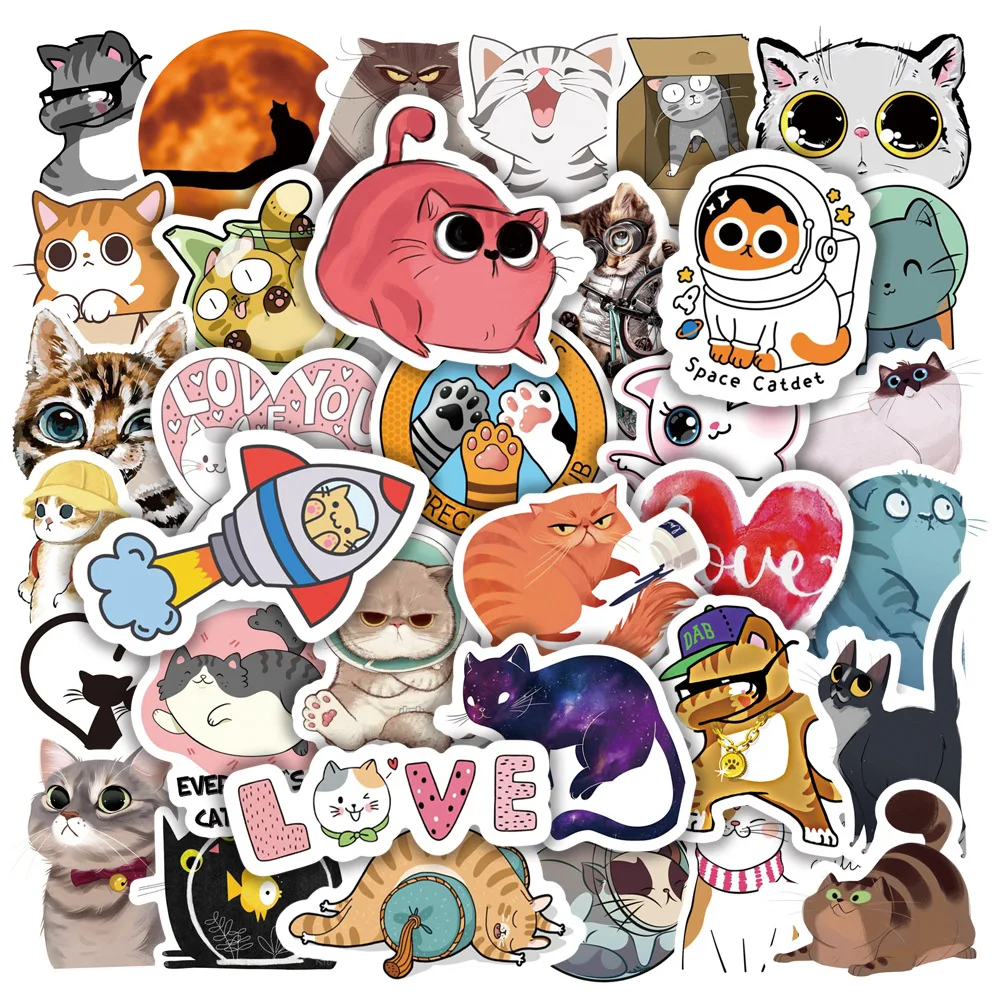 10/30/50PCS Cute  Cat Stickers Aesthetic DIY Phone Laptop Guitar Scrapboo Diary  - $107.17