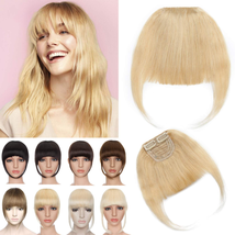 S-Noilite Blonde Clip in Bangs Human Hair Thick Clip in Fake Bangs Hairpiece 23G - £19.07 GBP