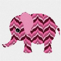 Pepita Needlepoint kit: Pink Bargello Elephant, 9&quot; x 9&quot; - £39.05 GBP+