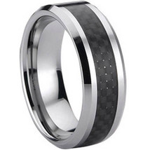 (New With Tag) Tungsten Carbide Wedding Band Ring With Carbon Fiber-469 - £47.84 GBP
