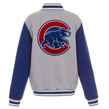 MLB Chicago Cubs Reversible Full Snap Fleece Jacket JH Design Embroidered Logos - £103.53 GBP