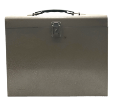 Metal Flip-Top Storage Case  12 1/2in Long x 10in High x 5 1/2in Wide, NO KEY - $24.69