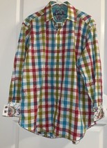 Lot of 3-Robert Graham Geometric Multicolor Stripe Checkered Shirts SIZE... - $187.11