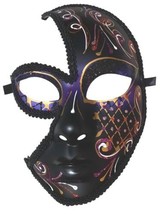 Black Red Fancy Full Cut Out Masquerade Mask - £15.52 GBP