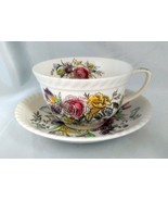 JOHNSON BROS Windsor Ware (England) GARDEN BOUQUET Floral Tea Cup &amp; Sauc... - $14.60