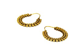 Indian Banjara Earrings, Brass Tribal Hoops, Ethnic Creole Earrings, Gypsy Hoop  - £11.99 GBP