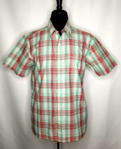 Four Seas Cotton NWT Casual Short Sleeve Knit Weave Shirt Mens Large Red Teal - £11.74 GBP