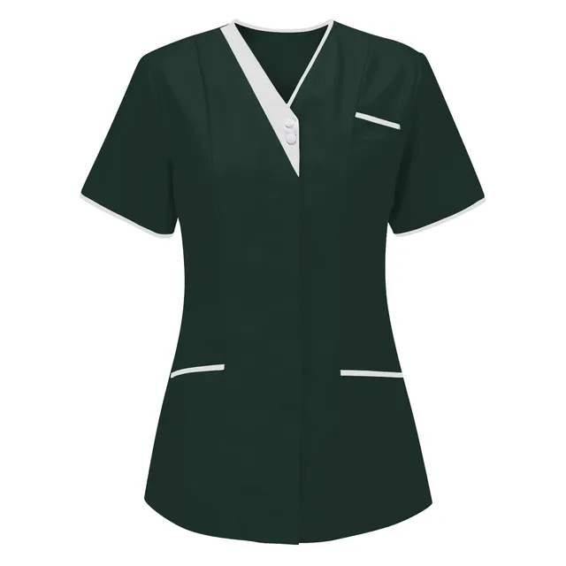  Green XXXL Nurse Uniform Scrubs Tops Short Sleeve Pocket Overall - $28.99