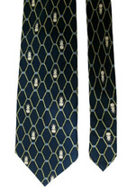 Forever T Oil Lamp Lantern 100% Silk Neck Tie Navy Blue &amp; Yellow - £17.19 GBP