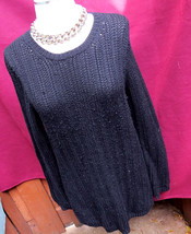 Ann Taylor Black Label Wool Blend Black Sweater Top Sz M Medium Knit - $9.50