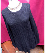 Ann Taylor Black Label Wool Blend Black Sweater Top Sz M Medium Knit - £7.47 GBP