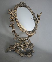 vintage gilt brass Vanity Mirror ornate fairy tale Victorian Oval Frame ... - €236,49 EUR