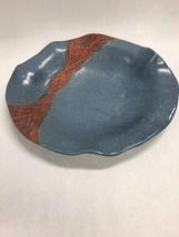 Vintage Studio Art Pottery Stoneware Plate platter signed Reese dish 2 tone - $39.59