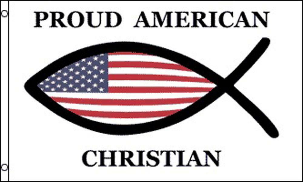 AMERICAN CHRISTIAN SYMBOL 3 X 5 FLAG banner FL679 religion 5x3 wall hang... - $6.60