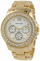 NEW Vernier VNR11146YG Women Crystal MOP Boyfriend Chronograph Yellow Gold Watch - £21.76 GBP