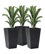 Set of 3 - Black Faux Rattan Plastic Tall Large Flower Pots - $292.59 CAD