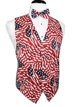 Waving Flags Big and Tall Tuxedo Vest and Bow Tie Set - £118.70 GBP