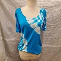 INC International Concepts Petite Women&#39;s Blue Tie-Dye T-Shirt, Size L - £19.78 GBP