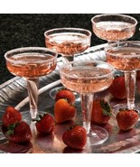 6 Plastic CHAMPAGNE 4&quot; GLASSES Crystal Clear wedding Coupe party glass T... - €16,51 EUR