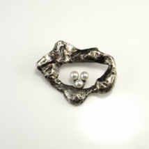 70s Silver Pearl Vintage Silver Brooch, European Madem Make offer! - €249,74 EUR