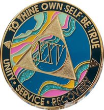 25 Year AA Medallion Elegant Marble Tahiti Teal Blue and Pink Gold Plate... - £13.22 GBP