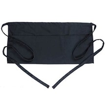 BOHARERS Waist Apron with 3 Pockets - Black Waitress Waiter Server Short... - £26.98 GBP