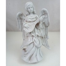 Vintage Ceramic Angel With Mandolin Decorative Christmas Figurine - $19.35