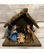 Vintage 7” Wooden Nativity Crèche Made In Italy 3 Figures Mary Joseph Ba... - $27.23 CAD
