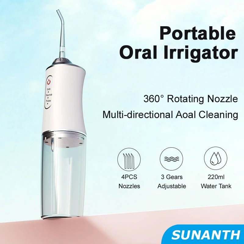 Dental Water Flosser Cordless Portable Oral Irrigator with 4 Nozzles - $19.38+