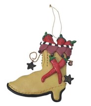 Large Clay Texas Cowboy Boot Chili Pepper Christmas Ornaments Star Spicy - £11.59 GBP