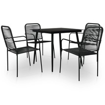5 Piece Outdoor Dining Set Cotton Rope and Steel Black - £142.57 GBP