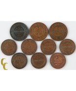 1877-1915 Russia Empire 2 &amp; 3 Kopek Lot (VF-AU, 10 coin) Kopeck Y-10.2 1... - $126.88 CAD