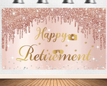 Happy Retirement Party Banner Backdrop Decorations for Women, Pink Rose ... - $25.17