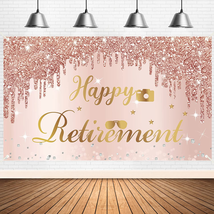 Happy Retirement Party Banner Backdrop Decorations for Women, Pink Rose Gold Ret - £20.11 GBP