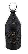 Zeckos Antique Blackened Finish Punched Tin Bakers Candle Lantern 14 Inch - £34.32 GBP