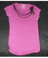 Hurley Girls Purple T-Shirt  size-  Large 12-14   with Beaded Neckless NWT - £13.61 GBP