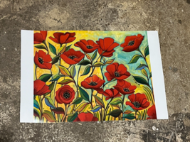 Vibrant Orange Red Poppy Flowers Poppies on Cardstock Picture Poster Print Ready - £8.94 GBP